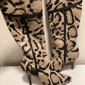 Angeleigh Anastasio Tan & Black Animal Print Pony Hair Boots 5